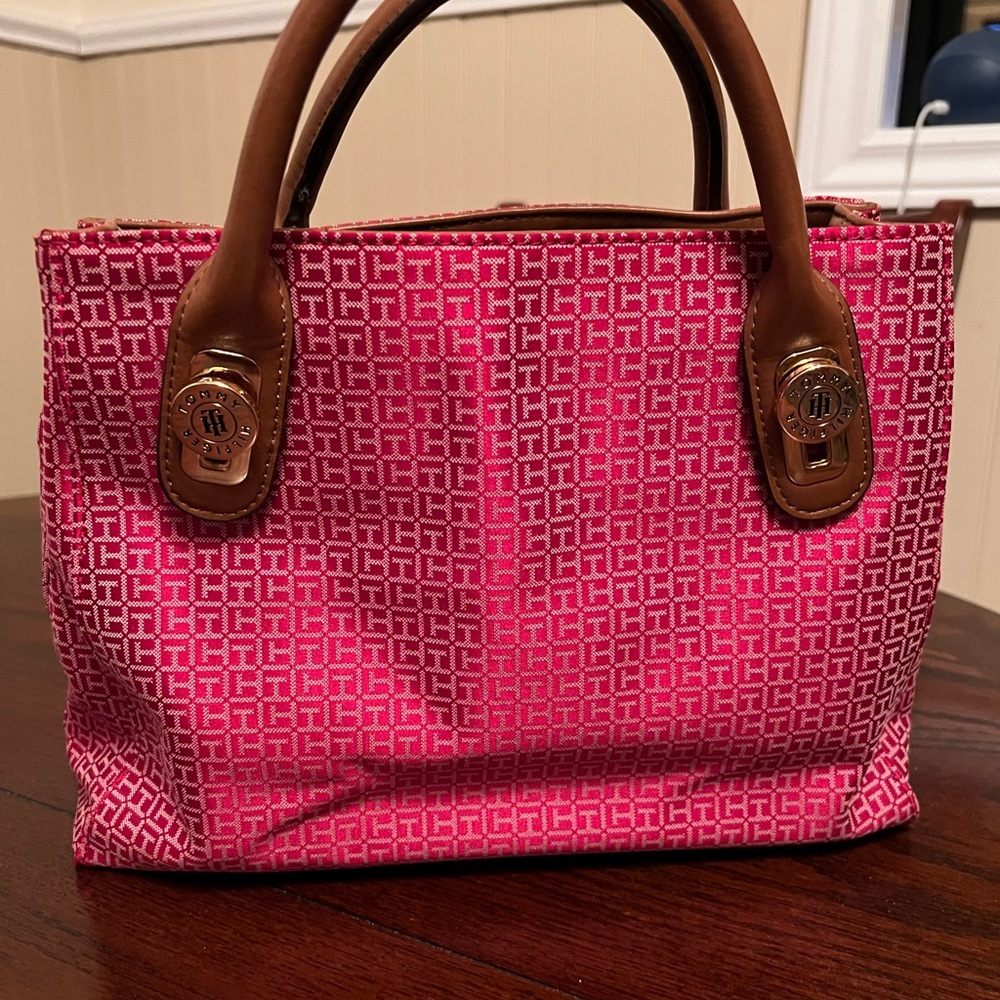 Tommy Hilfiger Pink and White Tote Bag